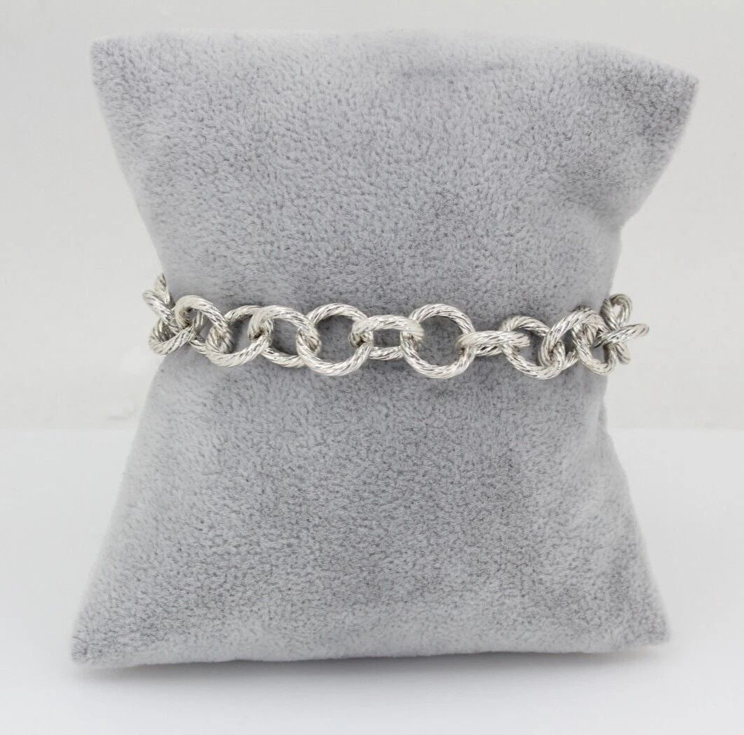 STERLING SILVER 11.5MM ROLO LINK 8" TOGGLE BRACELET - 24.2 GRAMS (1 of 2)