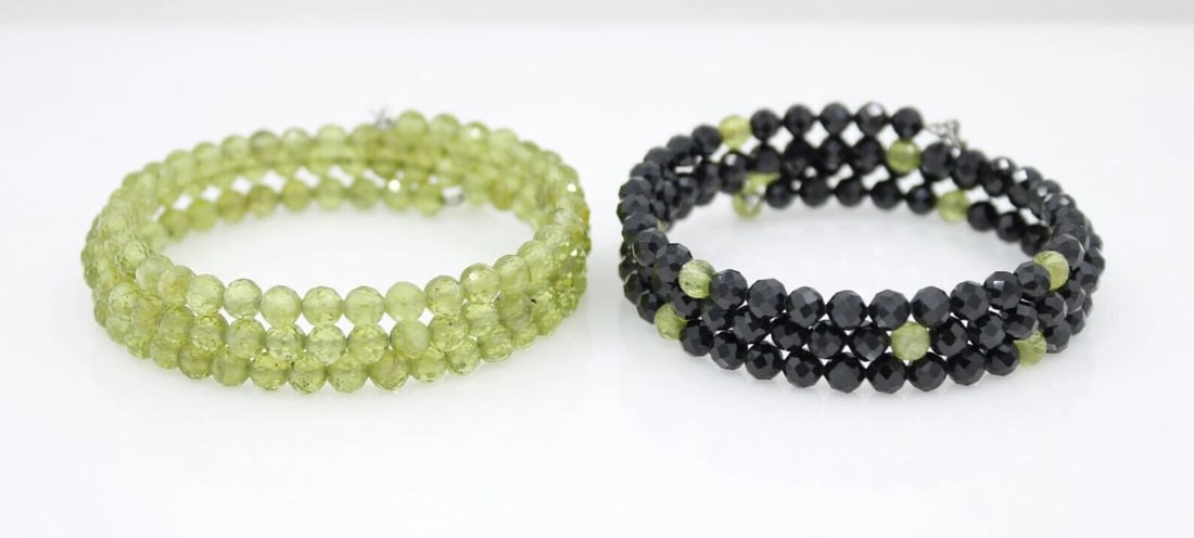 JAY KING DTR 925 STERLING PERIDOT & BLACK SPINEL BEADED WRAP BRACELETS (1 of 2)