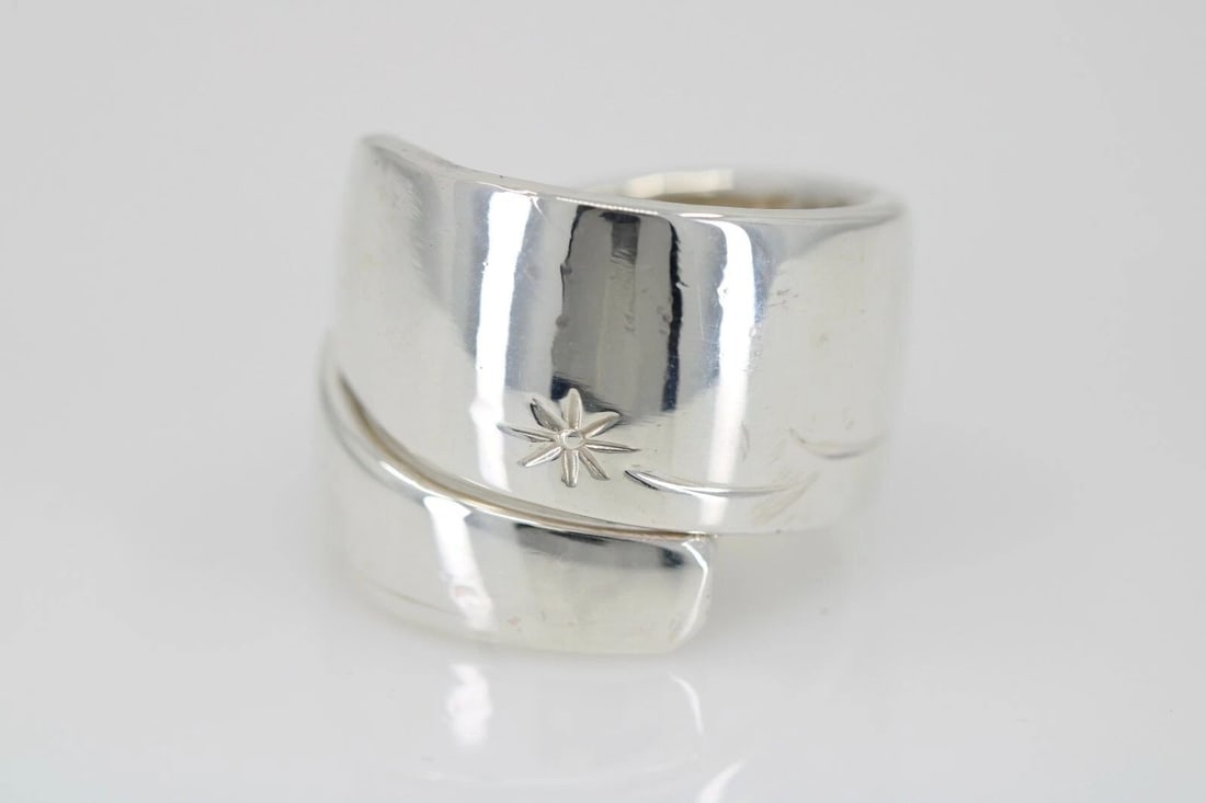 STERLING SILVER STARS WRAP RING SIZE 8 ~ 17.2 GRAMS (1 of 2)