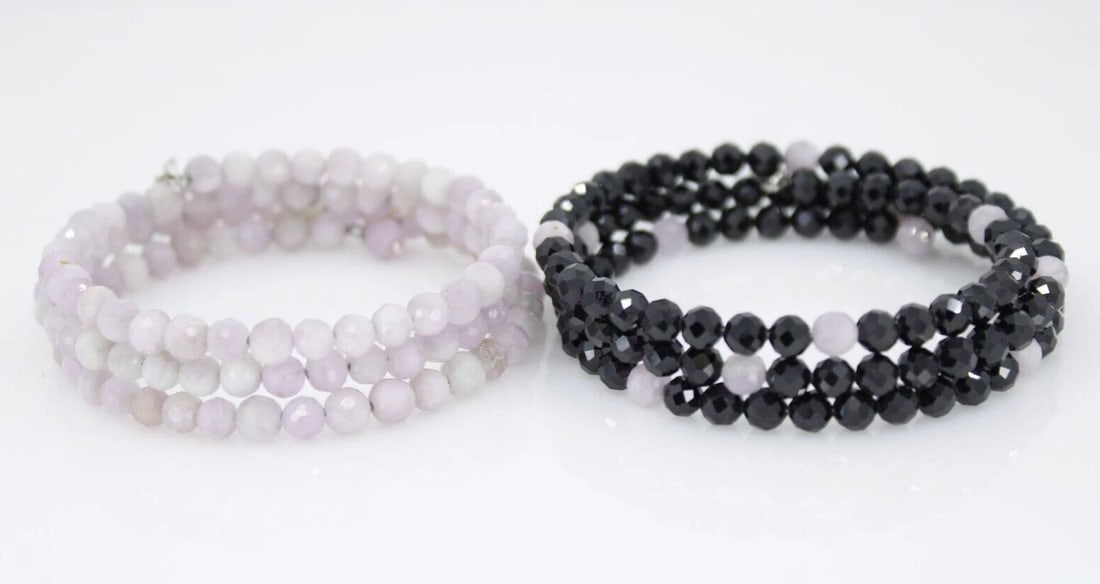 GORGEOUS JAY KING DTR 925 STERLING SILVER KUNZITE & SPINEL BEADED WRAP BRACELETS (1 of 2)