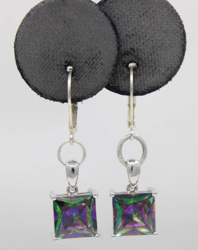 STERLING SILVER MYSTIC TOPAZ NECKLACE/PENDANT, EARRINGS & RING SET 17.1 GRAMS (1 of 2)