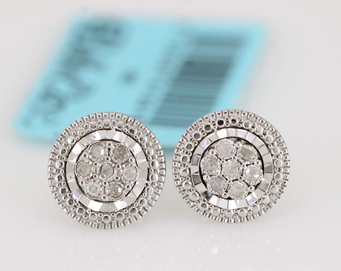 BELK & CO. 925 STERLING SILVER 1/10 CT. TW NATURAL DIAMOND EARRINGS (1 of 2)