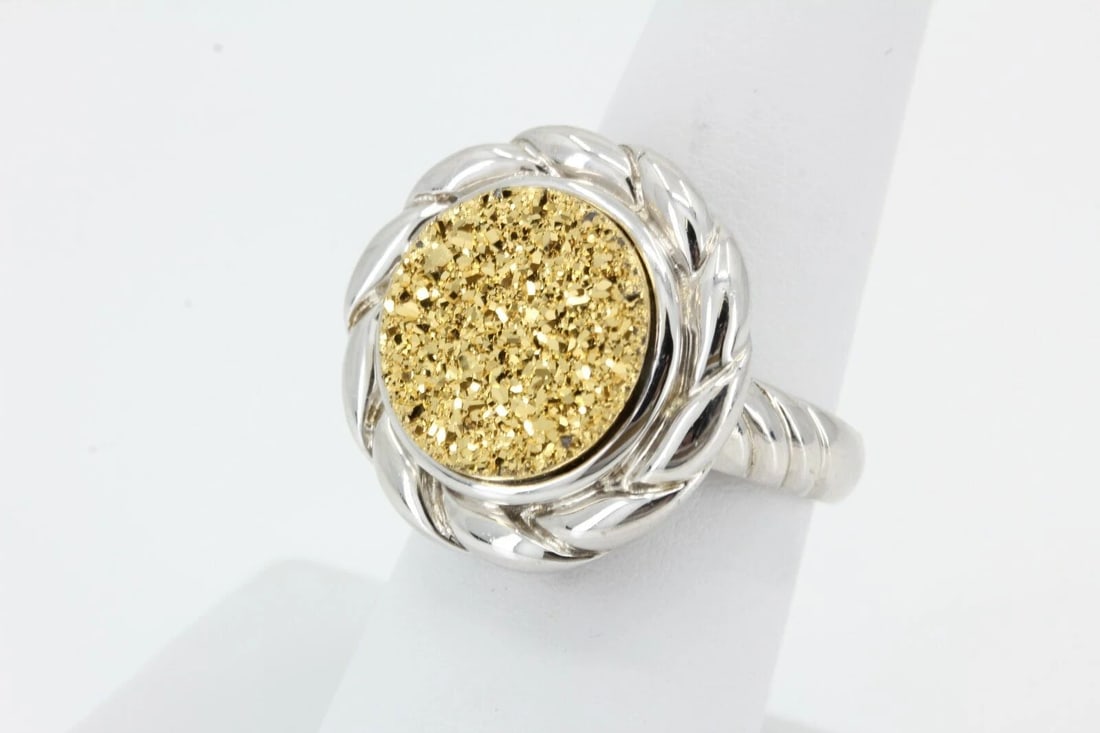 925 STERLING SILVER RI CHINA DESIGNS TWO-TONE STATEMENT RING SIZE 7 ~ 7 GRAMS (1 of 2)