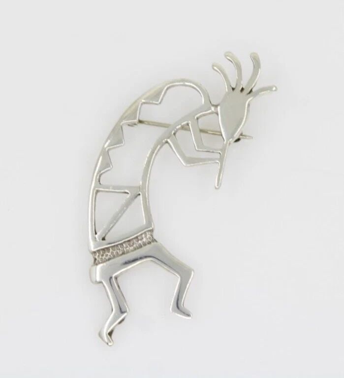 VINTAGE NATIVE AMERICAN 91' BELINDA WOODY BW STERLING SILVER KOKOPELLI BROOCH (1 of 2)