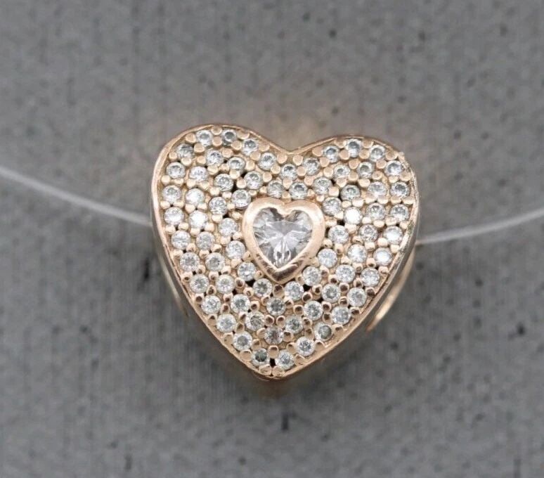 AUTHENTIC PANDORA ALE R ROSE CLEAR PAVE SWEETHEART HEART CHARM (1 of 2)