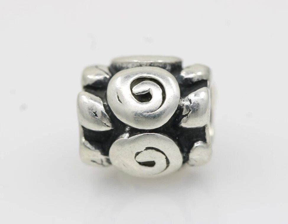 PANDORA STERLING SILVER ALE SCROLL ROSE PETAL CHARM BEAD 790136 (1 of 2)
