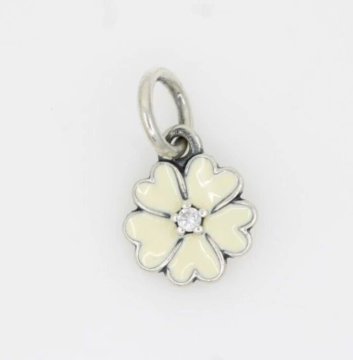AUTHENTIC PANDORA SILVER PRIMROSE WHITE ENAMEL PENDANT 390365EN12 (1 of 2)