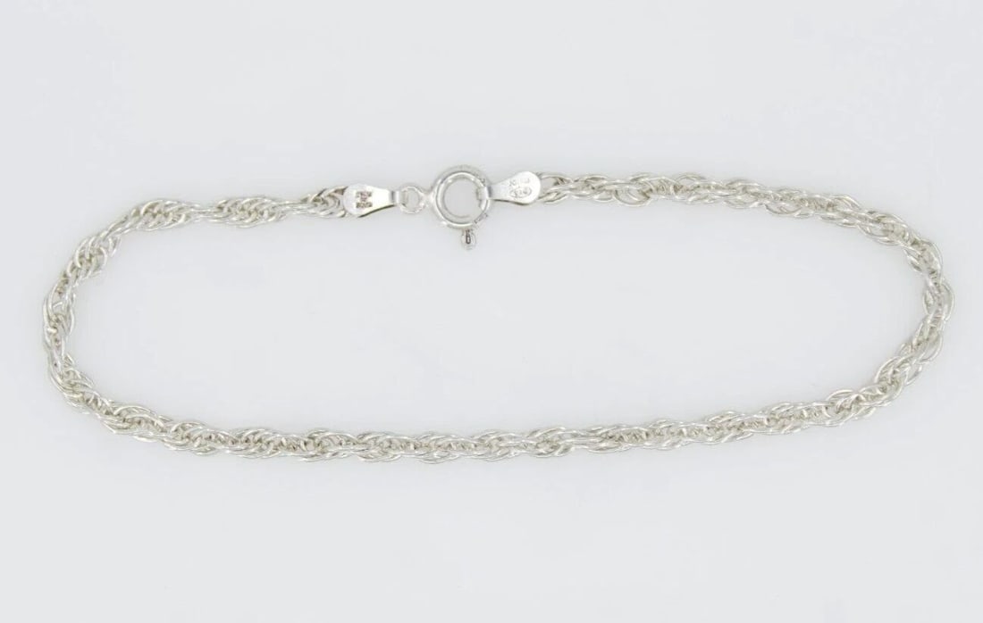MILOR STERLING SILVER 925 3MM TWISTED ROPE CHAIN 7" BRACELET (1 of 2)