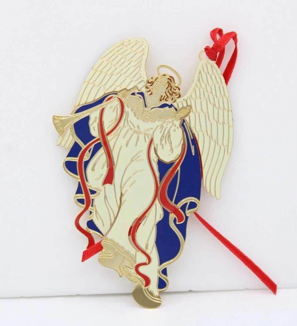 2004 NOVAM JOYFUL & TRIUMPHANT ANGEL IN FLIGHT BRASS HOLIDAY CHRISTMAS ORNAMENT (1 of 2)
