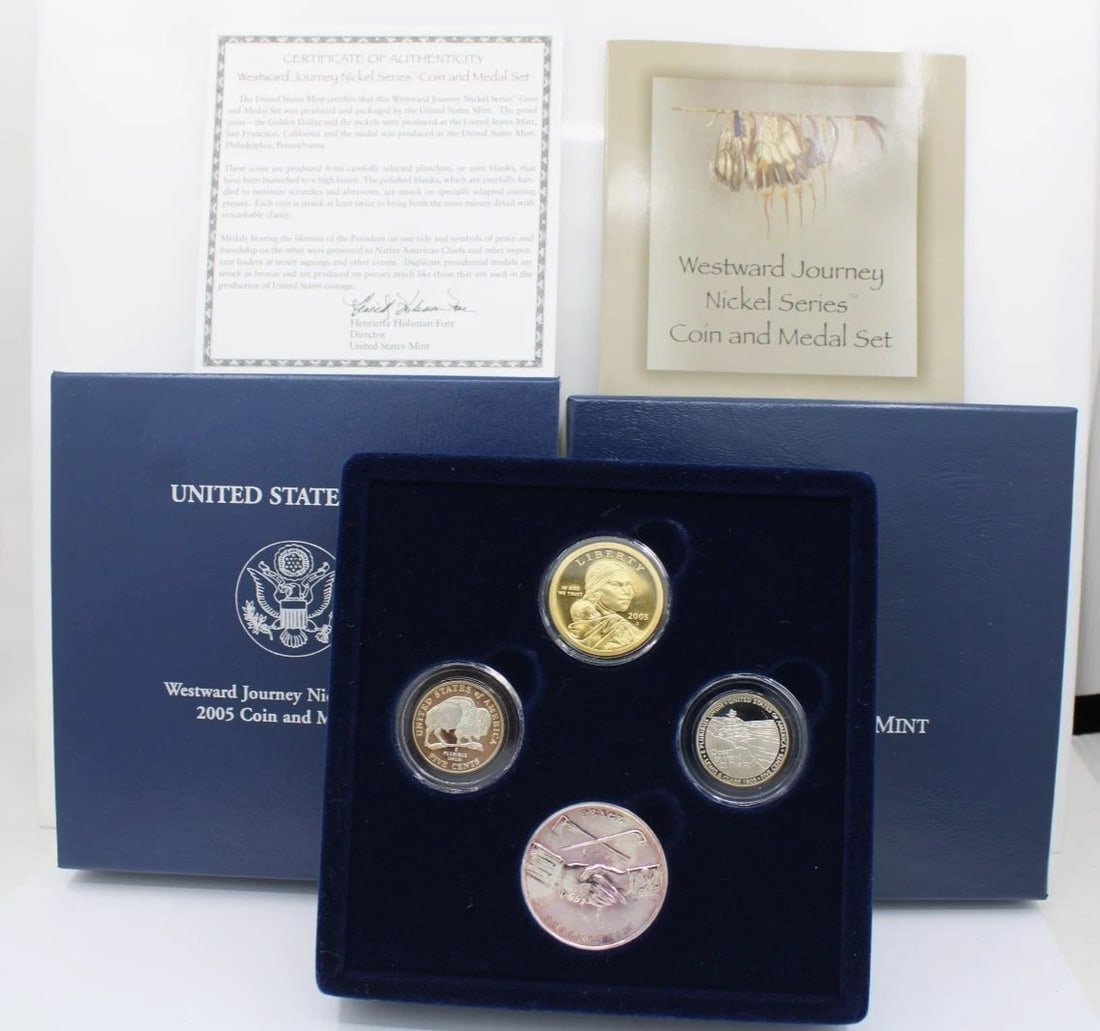 2005 WESTWARD JOURNEY NICKEL COIN DOLLAR & MEDAL SET W/ COA (1 of 2)
