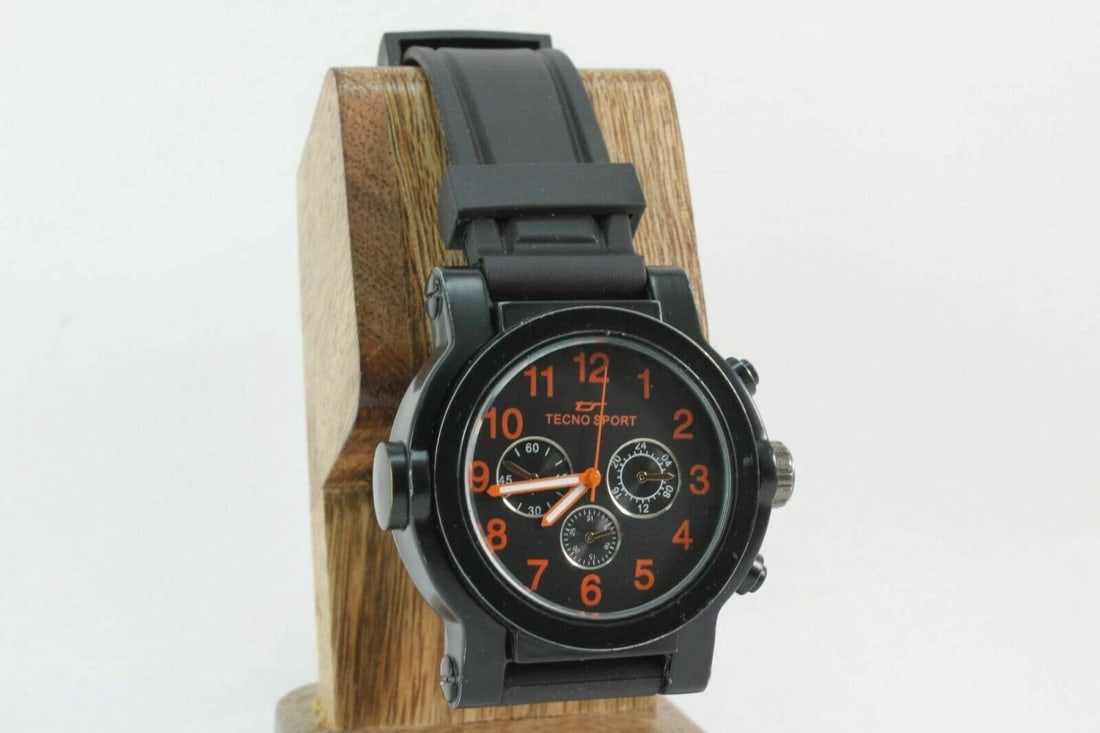 TECNO SPORT BLACK DIAL BLACK RUBBER BAND MENS WATCH 1149 (1 of 2)