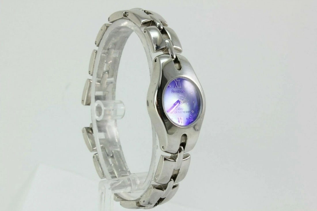 WOMEN'S ARMITRON NOW WATCH BLUE DIAL SILVER CASE BRACELET BAND 75/2453T (1 of 2)