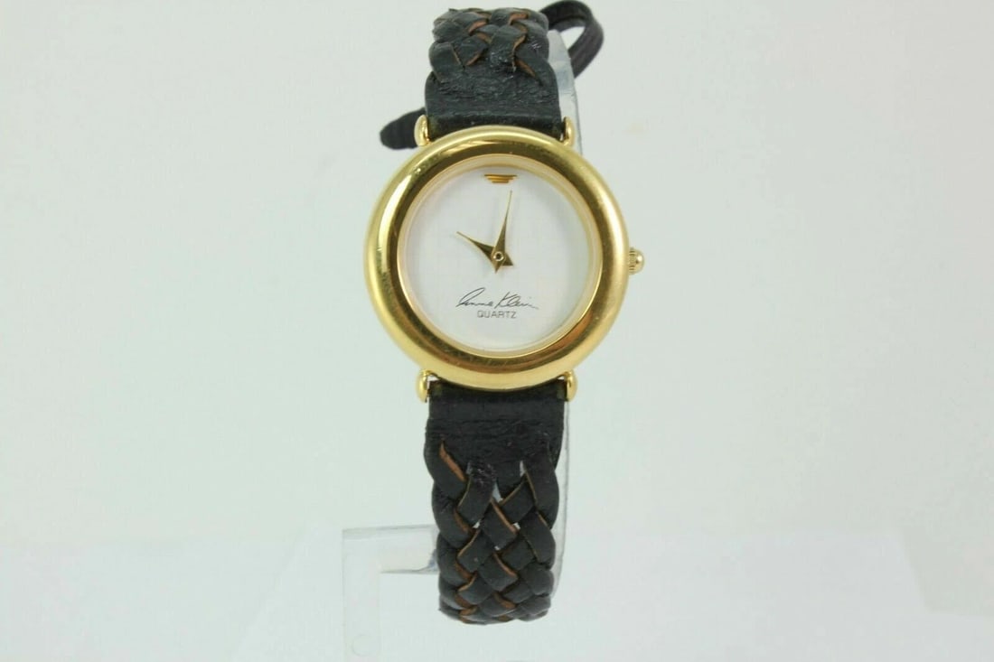 ANNE KLEIN BLACK LEATHER BRAIDED BAND 11/7253T-7344T WATCH (1 of 2)