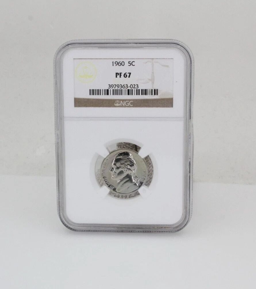 1960 JEFFERSON NICKEL 5C NGC PF 67 - PROOF COIN: 1960 JEFFERSON NICKEL 5C NGC PF 67 - PROOF COIN Description 1960 Jefferson Nickel 5C NGC PF 67 - Proof Coin Coin is in great condition. Plastic holder may show signs of wear and/or tear. The listing i