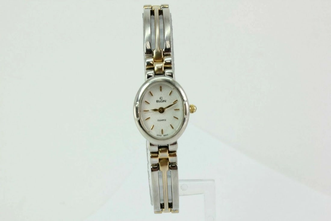 ELGIN WHITE DIAL TWO TONE STAINLESS STEEL LADIES WATCH ELB155 FREE SHIPPING! (1 of 2)