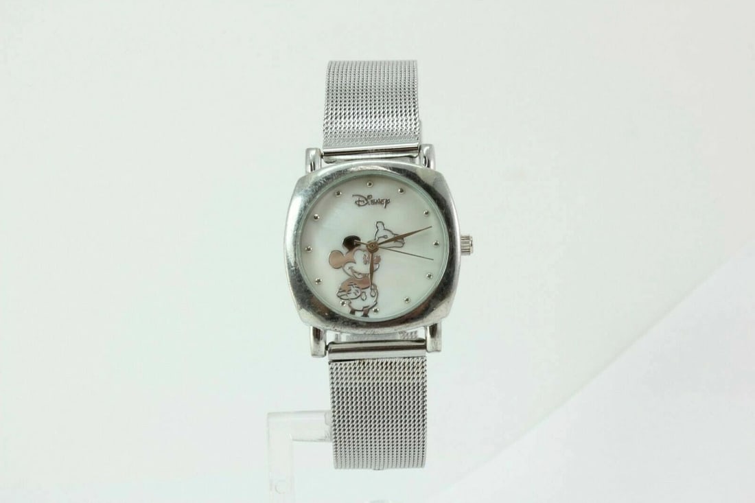 DISNEY MICKEY ACCUTIME MOTHER OF PEARL DIAL MESH BAND LADIES WATCH MK2010 (1 of 2)