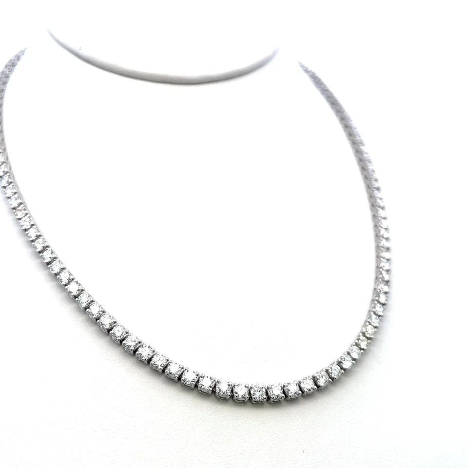 16.52 CARAT ROUND BRILLIANT G VS DIAMOND 14 KARAT WHITE GOLD RIVIERA NECKLACE (1 of 1)