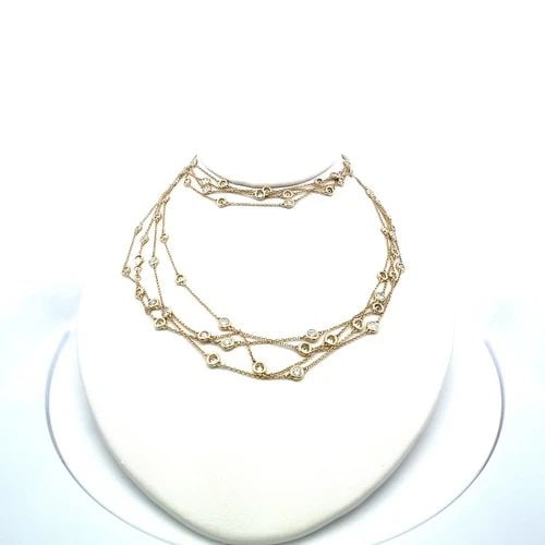 YARD 14.26 CARAT ROUND BRILLIANT DIAMOND 14K YG DIAMOND BY THE NECKLACE: YARD 14.26 CARAT ROUND BRILLIANT DIAMOND 14K YG DIAMOND BY THE NECKLACE Title: 14.26 Carat Round Brilliant H SI1 Diamond 14 Karat Yellow Gold Chain Necklace Style: Chain Metal: 14 Karat Yellow Gold Ge