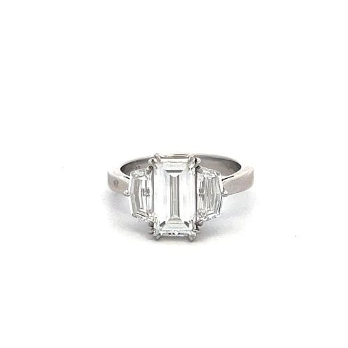 3.01 CARAT BAGUETTE AND HALF MOON SHAPE DIAMOND PLATINUM THREE-STONE RING (1 of 2)