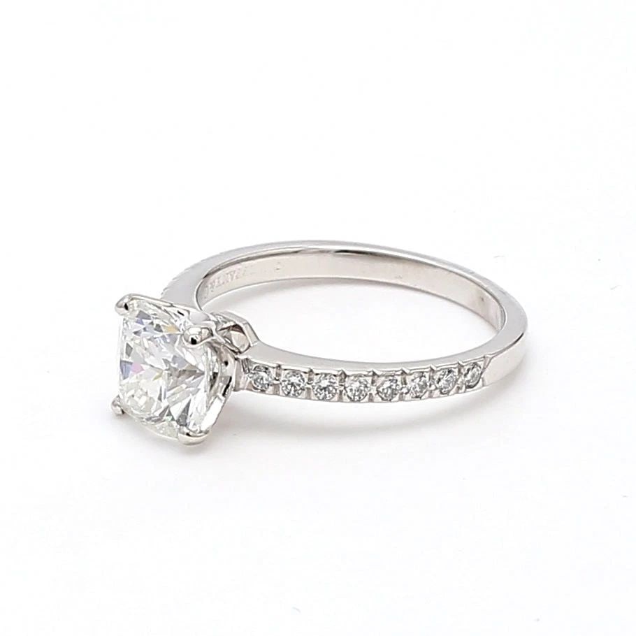 TIFFANY & CO.. 1.83 CARAT CUSHION BRILLIANT F-VVS2 DIAMOND PLATINUM RING: TIFFANY & CO.. 1.83 CARAT CUSHION BRILLIANT F-VVS2 DIAMOND PLATINUM RING Title: Tiffany and Co 1.83 Carat Cushion Brilliant F-VVS2 Diamond Platinum Engagement Ring Style: Engagement Metal: Platinum Ge