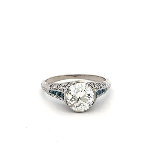 PLATINUM ENGAGEMENT RING WITH 2.1 CT DIAMONDS J-VS2 & 0.15 CT SAPPHIRE GIA (1 of 1)