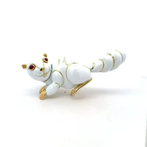 DAVID WEBB VINTAGE 60.10 GRAMS WHITE ENAMEL 18 KARAT YELLOW GOLD PIN BROOCH (1 of 1)