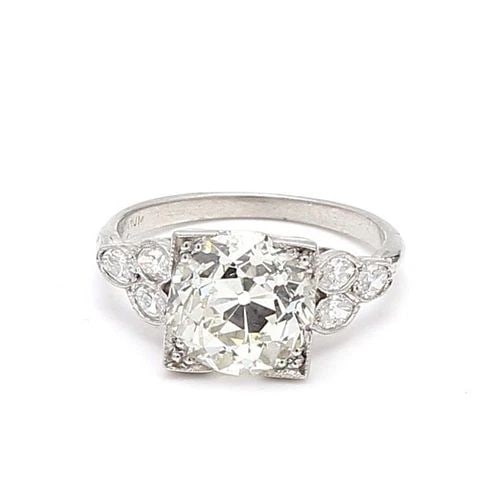 2.99 CARAT OLD EUROPEAN CUT SHAPE L-I1 DIAMOND PLATINUM ENGAGEMENT RING: 2.99 CARAT OLD EUROPEAN CUT SHAPE L-I1 DIAMOND PLATINUM ENGAGEMENT RING Title: 2.99 Carat Old European Cut Shape L-I1 Diamond Platinum Engagement Ring Style: Engagement Metal: Platinum Gemstone 1: 2.9