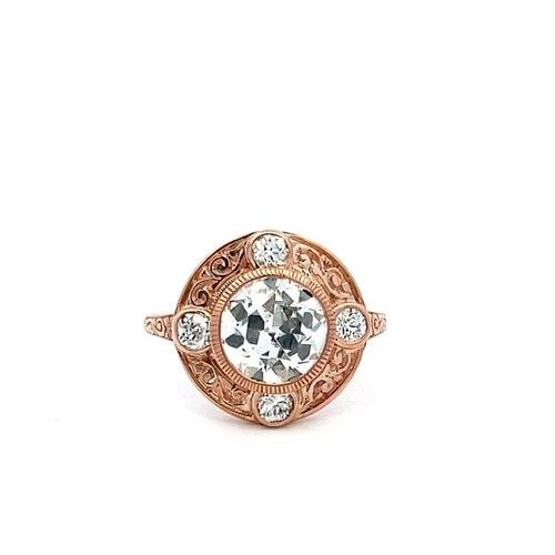 14K ROSE GOLD HALO RING WITH 2.8 CARAT OLD EUROPEAN CUT DIAMONDS SIZE 7.75 GIA: 14K ROSE GOLD HALO RING WITH 2.8 CARAT OLD EUROPEAN CUT DIAMONDS SIZE 7.75 GIA 14K ROSE GOLD HALO RING WITH 2.8 CARAT OLD EUROPEAN CUT DIAMONDS SIZE 7.75 GIA PRODUCT DESCRIPTION Video: Video Link Deta