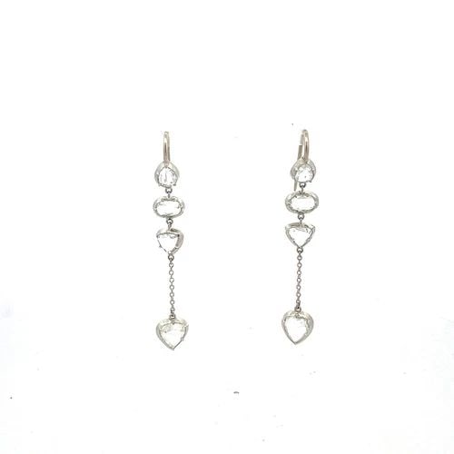 5.90 CARAT ROSE CUT H SI1 DIAMOND PLATINUM TEAR DROP EARRINGS (1 of 2)