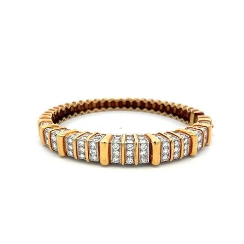 7.50 CARAT ROUND BRILLIANT DIAMOND 18K YELLOW GOLD VINTAGE BANGLE BRACELET (1 of 2)