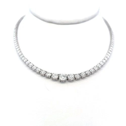 12.00 CARAT ROUND BRILLIANT G VS1 DIAMOND 14 KARAT WHITE GOLD RIVIERA NECKLACE (1 of 2)