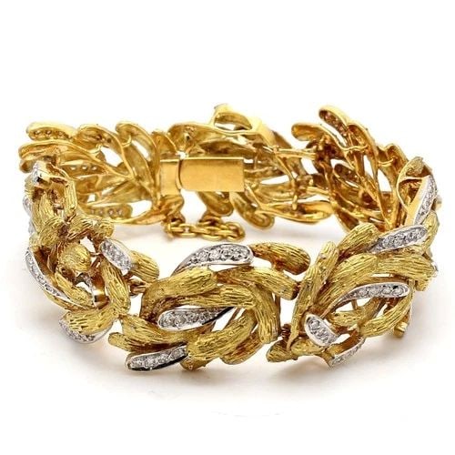 2.00 CARAT ROUND BRILLIANT H SI1 DIAMOND 18 KARAT YELLOW GOLD TEXTURE DIAMOND BR: 2.00 CARAT ROUND BRILLIANT H SI1 DIAMOND 18K YG TEXTURE DIAMOND BRACELET Title: 2.00 Carat Round Brilliant H SI1 Diamond 18 Karat Yellow Gold Texture Diamond Bracelet Style: Texture Diamond Metal: 18 