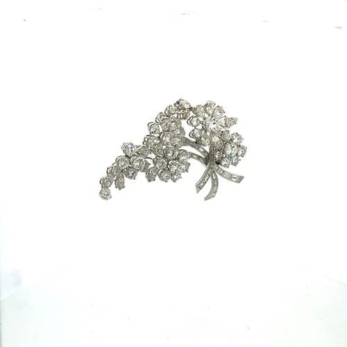 12.00 CARAT DIAMOND PLATINUM FLORAL CLUSTER BOUQUET PIN BROOCH F VS1-VVS2 (1 of 2)