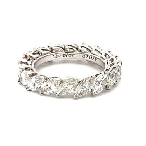 CARTIER 4.50 CARAT MARQUIS SHAPE DIAMOND 18K WHITE GOLD WEDDING BAND RING (1 of 2)