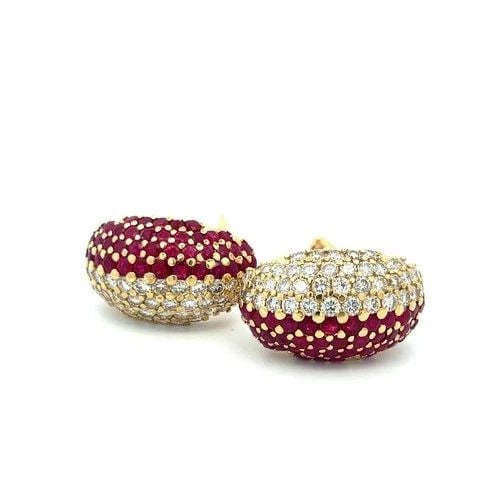 18K YELLOW GOLD CLIP-ON EARRINGS WITH 5.88 CARAT RUBELLITE AND 5.8 CARAT DIAMOND: 18K YELLOW GOLD CLIP-ON EARRINGS WITH 5.88 CARAT RUBELLITE AND 5.8 CARAT DIAMOND 18K YELLOW GOLD CLIP-ON EARRINGS WITH 5.88 CARAT RUBELLITE AND 5.8 CARAT DIAMOND PRODUCT DESCRIPTION Video: Video Link 