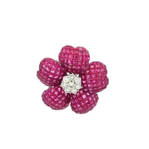 17.00 CARAT RUBY 1.25 CARAT ROUND BRILLIANT H VS DIAMOND 18 KARAT WHITE GOLD PIN: 17.00 CARAT RUBY 1.25 CARAT ROUND BRILLIANT H VS DIAMOND 18 KARAT WHITE GOLD PIN Title: 17.00 Carat Ruby 1.25 Carat Round Brilliant H VS Diamond 18 Karat White Gold Pin Brooch Style: Pin Metal: 18 Kar