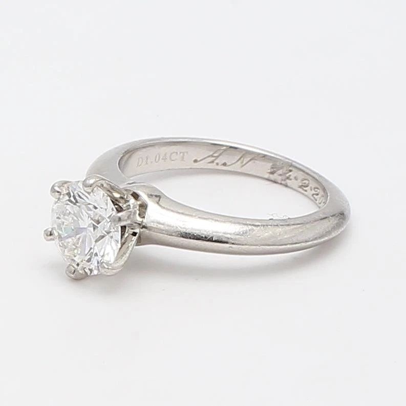 TIFFANY AND CO 1.04 CARAT ROUND BRILLIANT DIAMOND PLATINUM ENGAGEMENT RING: TIFFANY AND CO 1.04 CARAT ROUND BRILLIANT DIAMOND PLATINUM ENGAGEMENT RING Title: Tiffany and Co 1.04 Carat Round Brilliant F-VVS1 Diamond Platinum Engagement Ring Style: Engagement Metal: Platinum Ge
