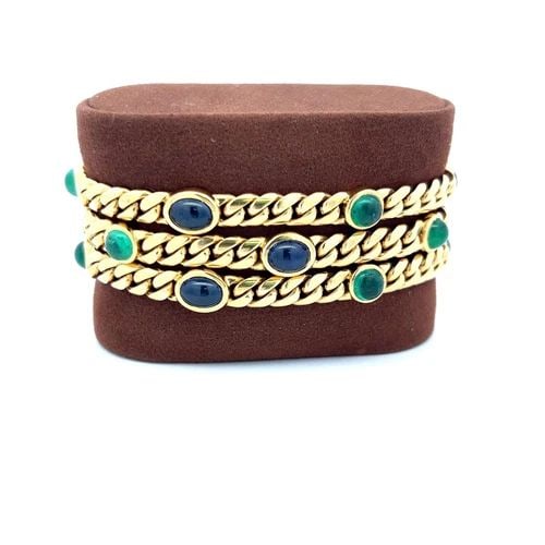 11.25 CARAT SAPPHIRE 10.00 CARAT EMERALD 18 KARAT YELLOW GOLD LINK BRACELET (1 of 1)