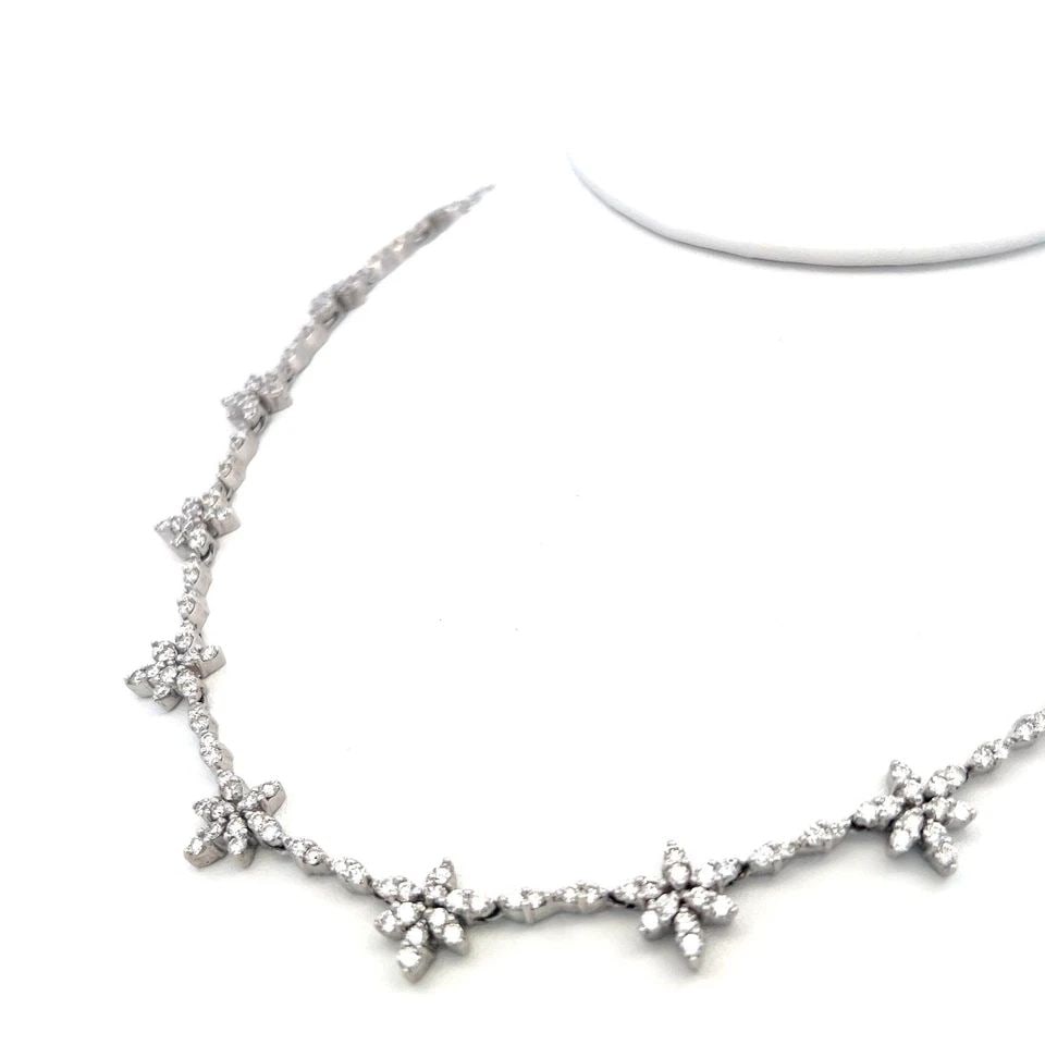 9.00 CARAT ROUND BRILLIANT H VS DIAMOND 18 KARAT WHITE GOLD STATION NECKLACE: 9.00 CARAT ROUND BRILLIANT H VS DIAMOND 18 KARAT WHITE GOLD STATION NECKLACE Title: 9.00 Carat Round Brilliant H VS Diamond 18 Karat White Gold Station Necklace Style: Station Metal: 18 Karat White Go
