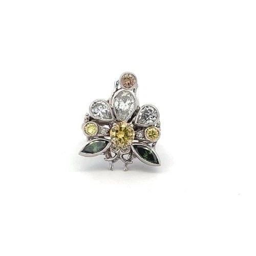 1.46 CARAT PEAR AND ROUND DIAMOND 1.55 CARAT GEMSTONE 18K WG COCKTAIL RING (1 of 1)