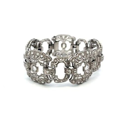 2.75CT ART DECO PLATINUM BRACELET WITH ROSE CUT & BRILLIANT DIAMONDS (1 of 2)