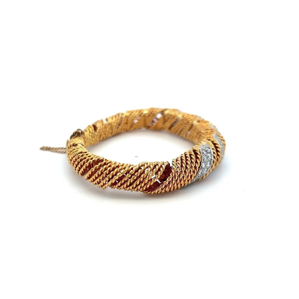 2.16 CARAT ROUND BRILLIANT G VS DIAMOND 18 KARAT YELLOW GOLD BANGLE BRACELET (1 of 1)