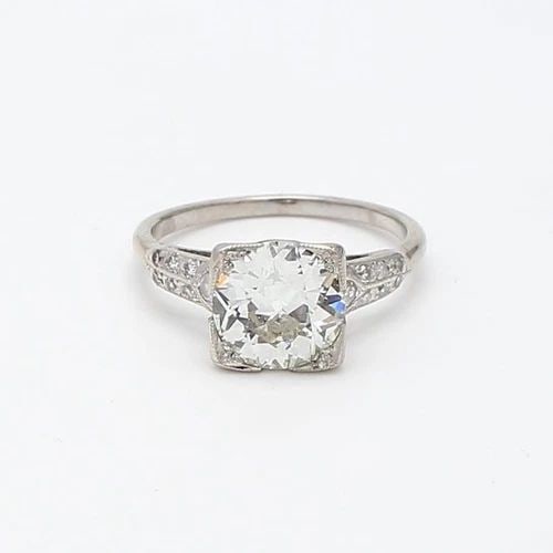 1.67 CARAT OLD EUROPEAN CUT SHAPE J-VS1 DIAMOND PLATINUM WEDDING RING: 1.67 CARAT OLD EUROPEAN CUT SHAPE J-VS1 DIAMOND PLATINUM WEDDING RING Title: 1.67 Carat Old European Cut Shape J-VS1 Diamond Platinum Wedding Ring Style: Wedding Metal: Platinum Gemstone 1: 1.67 Carat