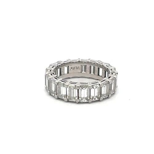 PLATINUM ETERNITY BAND RING WITH 6 CARAT EMERALD CUT DIAMONDS SIZE 5.75 (1 of 2)