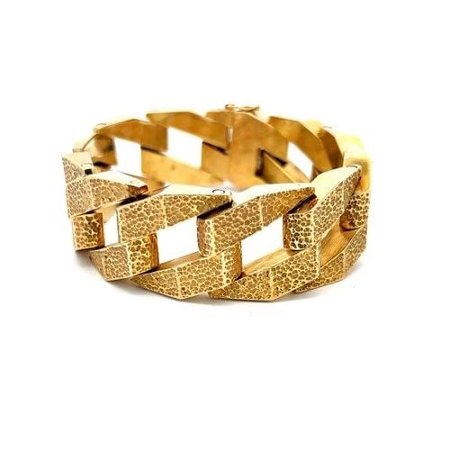 VINTAGE 66.90 GRAMS 14 KARAT YELLOW GOLD PAVED LINK BRACELET (1 of 1)