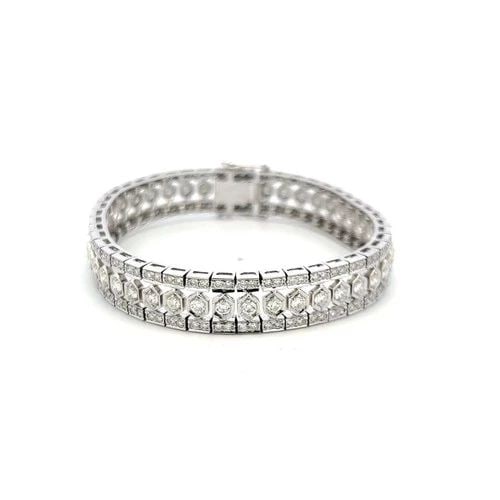 VINTAGE 18K WHITE GOLD LINK BRACELET WITH 2.72 CARAT ROUND DIAMONDS H-VS (1 of 2)