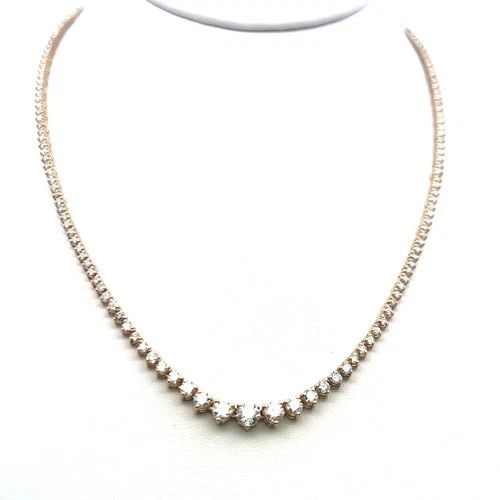 5.80CT ROUND BRILLIANT DIAMOND RIVIERA NECKLACE IN 14K YELLOW GOLD (F VS) (1 of 2)