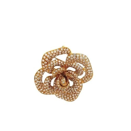 7.03 CARAT ROUND BRILLIANT G VS DIAMOND 18 KARAT YELLOW GOLD PIN BROOCH (1 of 1)