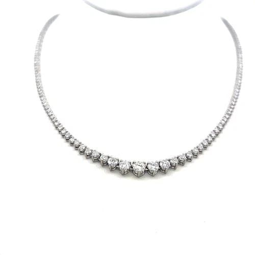 5.00 CARAT ROUND BRILLIANT DIAMOND RIVIERA NECKLACE IN 14K WHITE GOLD: 5.00 CARAT ROUND BRILLIANT DIAMOND RIVIERA NECKLACE IN 14K WHITE GOLD PRODUCT DESCRIPTION Title: This elegant 14K white gold Riviera necklace showcases 5.00 carats of beautifully matched round brillia