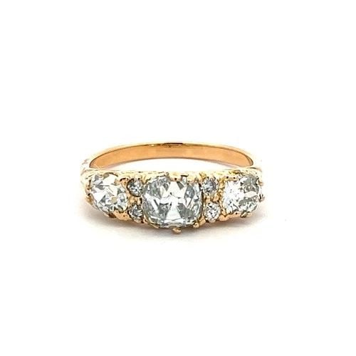 18K YG THREE-STONE RING WITH 2.12 CT OLD MINER & EUROPEAN DIAMONDS SIZE 6.75 GIA: 18K YG THREE-STONE RING WITH 2.12 CT OLD MINER & EUROPEAN DIAMONDS SIZE 6.75 GIA 18K YG THREE-STONE RING WITH 2.12 CT OLD MINER & EUROPEAN DIAMONDS SIZE 6.75 GIA PRODUCT DESCRIPTION Video: Video Link 